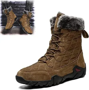 2021 Winter Waterproof High Top Cotton Shoes, Warm Casual Snow Boots Long Hiking Boots, Waterproof Fur Lined Outdoor Hiking Warm Casual Snow Boots