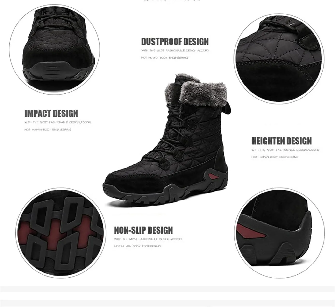 2021 Winter Waterproof High Top Cotton Shoes, Warm Casual Snow Boots Long Hiking Boots, Waterproof Fur Lined Outdoor Hiking Warm Casual Snow Boots