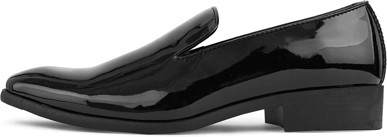 Amali Patent Tuxedo Loafer Men??s Slip-On Dress Shoes for Men Formal Loafers Mens Smoking Slippers
