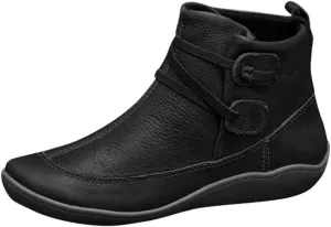 AMDBEL Black Boots for Women, Ankle Boots for Women Arch Support Womens Low Heel Fashion Lace Up Zipper Booties Slip On Fall Winter Short Booties