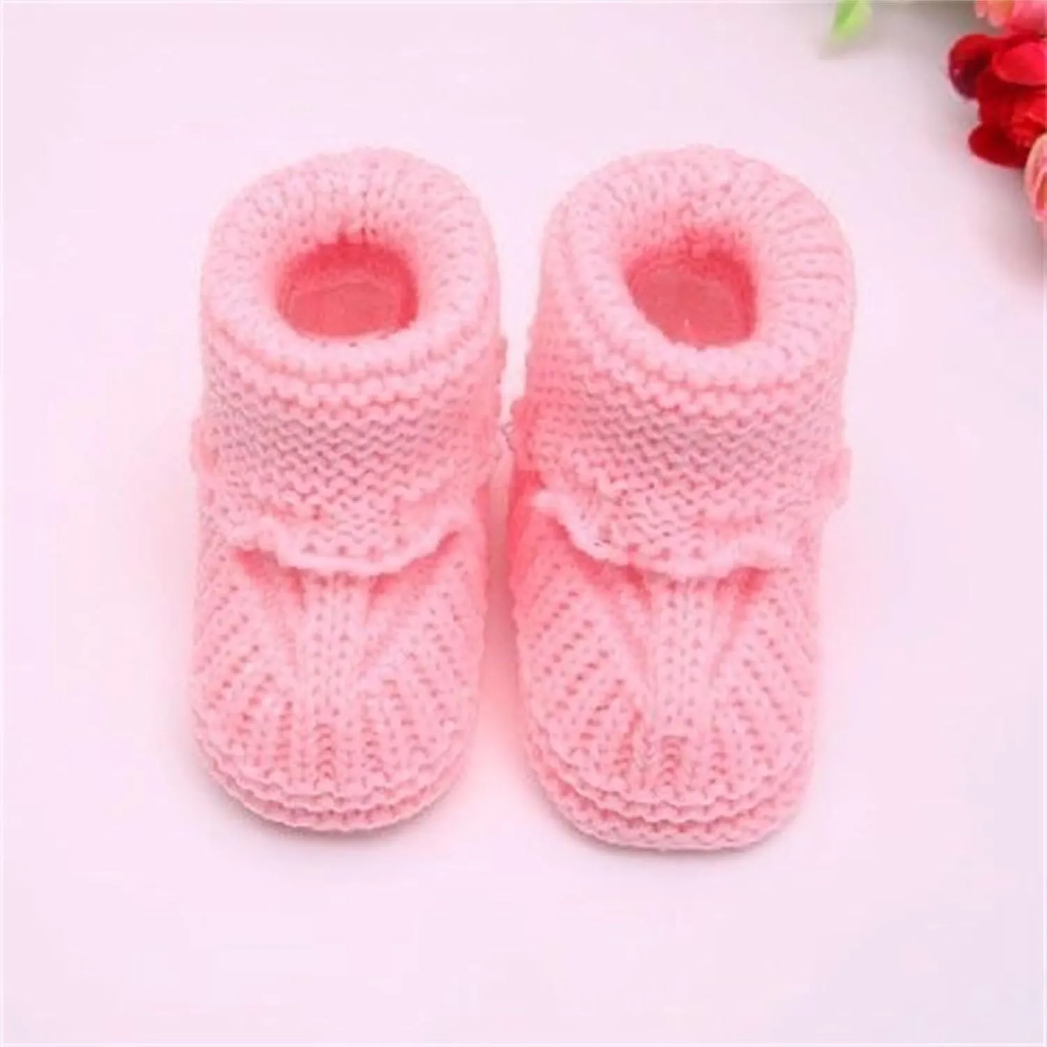 Baby Boys Girls Booties Soft Sole Toddler Shoes Newborn Infant Hand Knitting Crochet Cozy Shoes Non Slip Booties