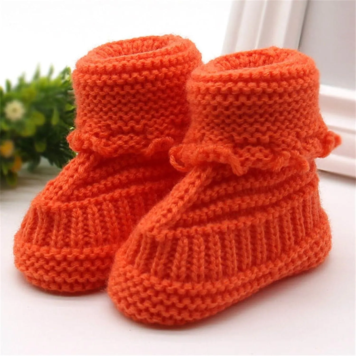 Baby Boys Girls Booties Soft Sole Toddler Shoes Newborn Infant Hand Knitting Crochet Cozy Shoes Non Slip Booties