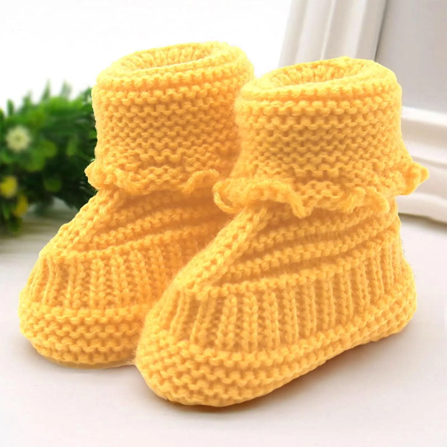 Baby Boys Girls Booties Soft Sole Toddler Shoes Newborn Infant Hand Knitting Crochet Cozy Shoes Non Slip Booties
