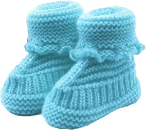 Baby Boys Girls Booties Soft Sole Toddler Shoes Newborn Infant Hand Knitting Crochet Cozy Shoes Non Slip Booties