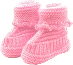 Baby Boys Girls Booties Soft Sole Toddler Shoes Newborn Infant Hand Knitting Crochet Cozy Shoes Non Slip Booties
