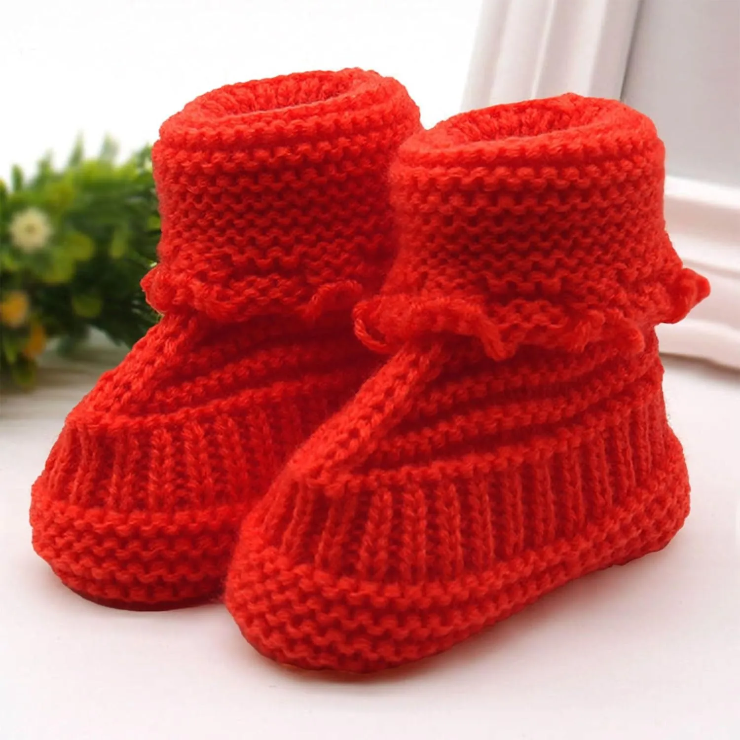 Baby Boys Girls Booties Soft Sole Toddler Shoes Newborn Infant Hand Knitting Crochet Cozy Shoes Non Slip Booties