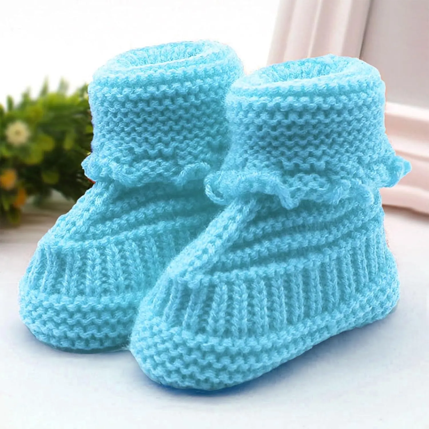 Baby Boys Girls Booties Soft Sole Toddler Shoes Newborn Infant Hand Knitting Crochet Cozy Shoes Non Slip Booties