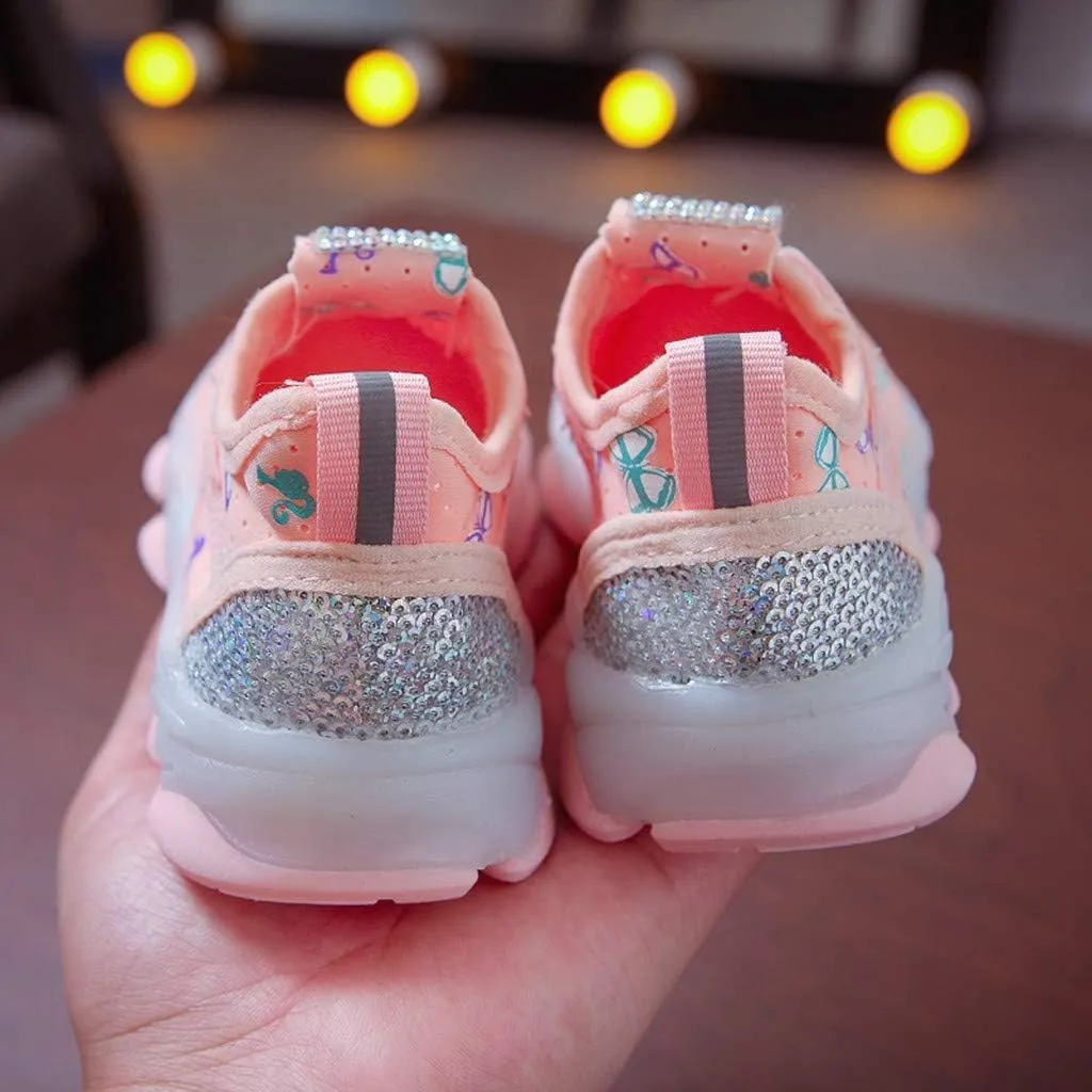 Baby Boys Girls Light Up Flash Breathable Sports Sneakers Toddler Infant Unisex Platform Chunky Outdoor Sport Shoes
