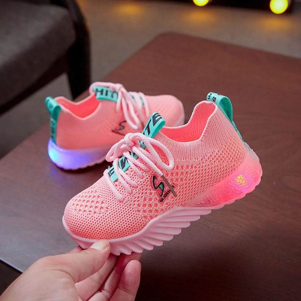 Baby Children Kid Sport Casual Luminous Girls Shoes Letter Run Boys Baby Shoes for Boy