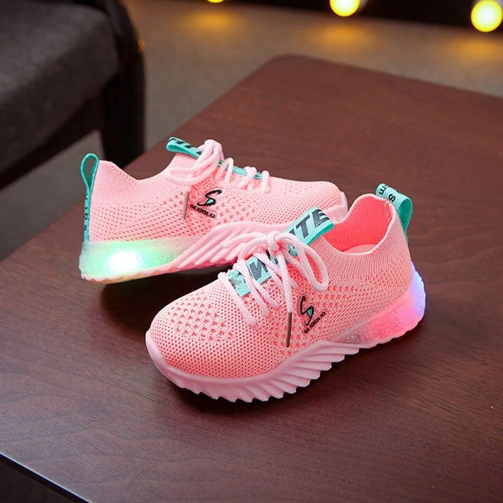 Baby Children Kid Sport Casual Luminous Girls Shoes Letter Run Boys Baby Shoes for Boy