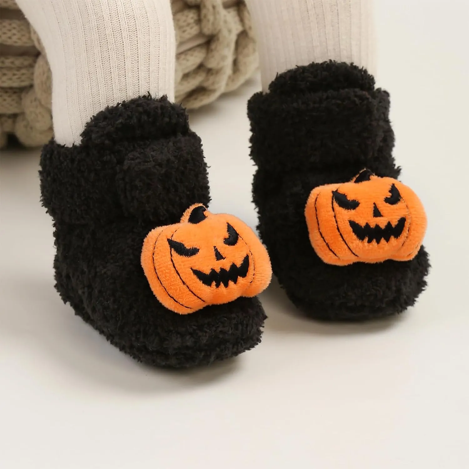 Baby Halloween Booties Newborn Boys Girls Soft Anti-Slip Slippers Fall Winter Warm Crib Sock Shoes First Walkers
