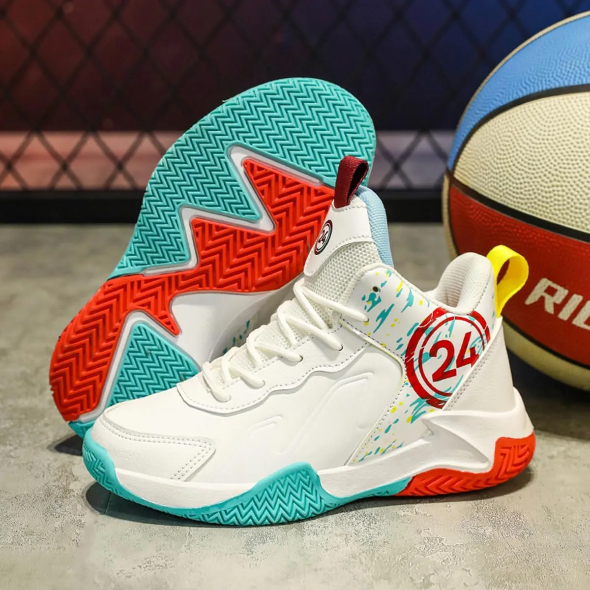 Boys and Kids Basketball Shoes Lightweight Fashion Sneakers Non Slip Sports Basketball Shoes