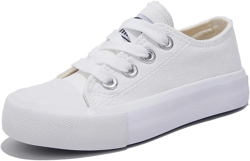 Boys Girls Baby Children's Shoes Low top lace-up Children's Canvas Shoes Back-to-School Season Small White Shoes Children's Sneakers Teens Medium and Large Kids Skateboarding Shoes