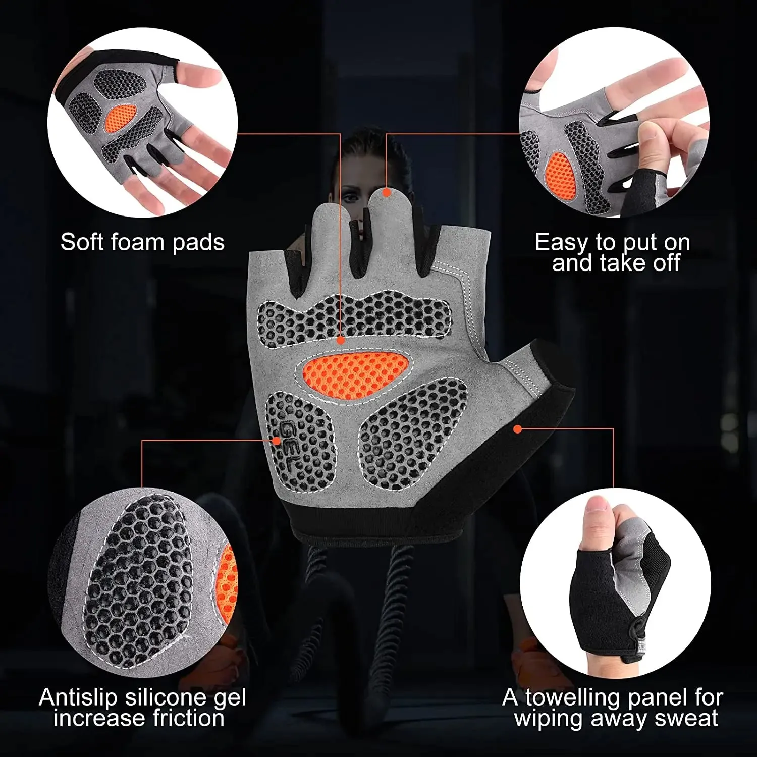 Breathable Fingerless Gym Gloves for Fitness Training