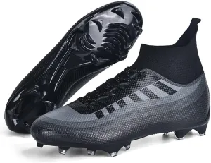 Bright Leather Gradient Adult/Children Football Shoes for Men and Women, Outdoor/Lawn/Indoor Football Field Black TF 44