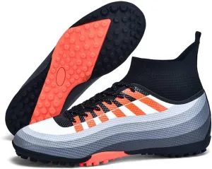 Bright Leather Gradient Adult/Children Football Shoes for Men and Women, Outdoor/Lawn/Indoor Football Field Orange 36