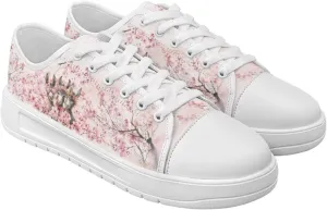 Cherry Blossoms Canvas Shoes for Women Classic Low Top Sneakers Fashion Slip on Work Shoes for Daily Walks