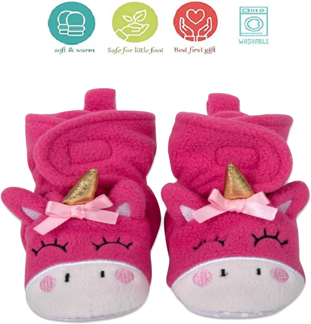 Cozy Fleece Baby Booties- Sherpa Baby Crib Booties Soft Soled Winter Shoes Unisex Fleece Booties Baby Boy, Baby Girl 0-6 Months