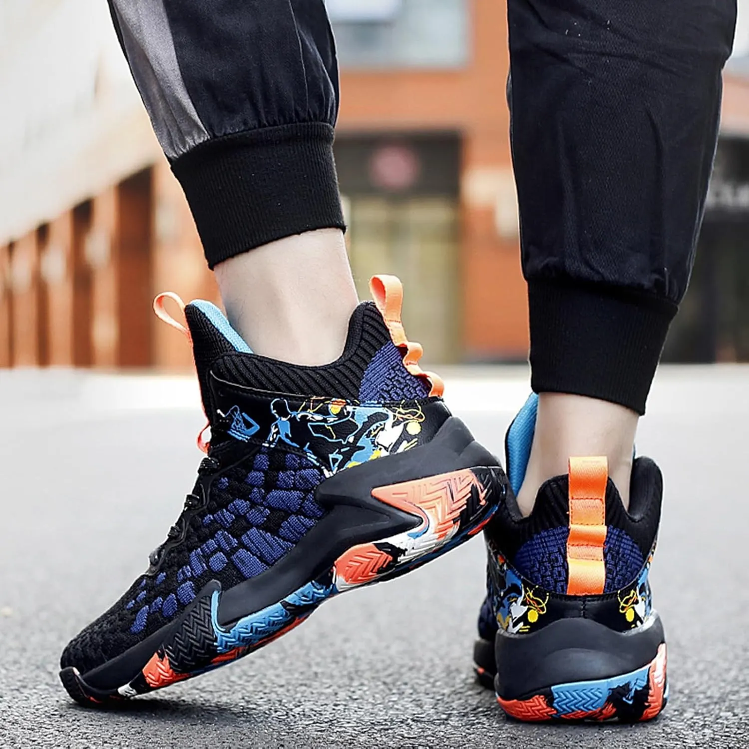 DHAEY Unisex Fashion High Top Basketball Sports Shoes Stylish Casual Skate Sneaker (Color : B, Size : 11 Women/9.5 Men)