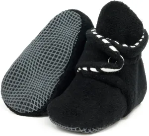 Ella Bonna Fleece Baby Booties, Three Snap Baby Slippers, Unisex Baby Gifts, Non-Slip Newborn Booties for Boys and Girls, Infant Baby Shower Shoes Months