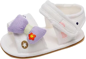 EnJoCho Toddler Single Shoes Infant Girls Bowknot Open Toe Cartoon Prints Shoes First Walkers Shoes Summer Toddler Shoes