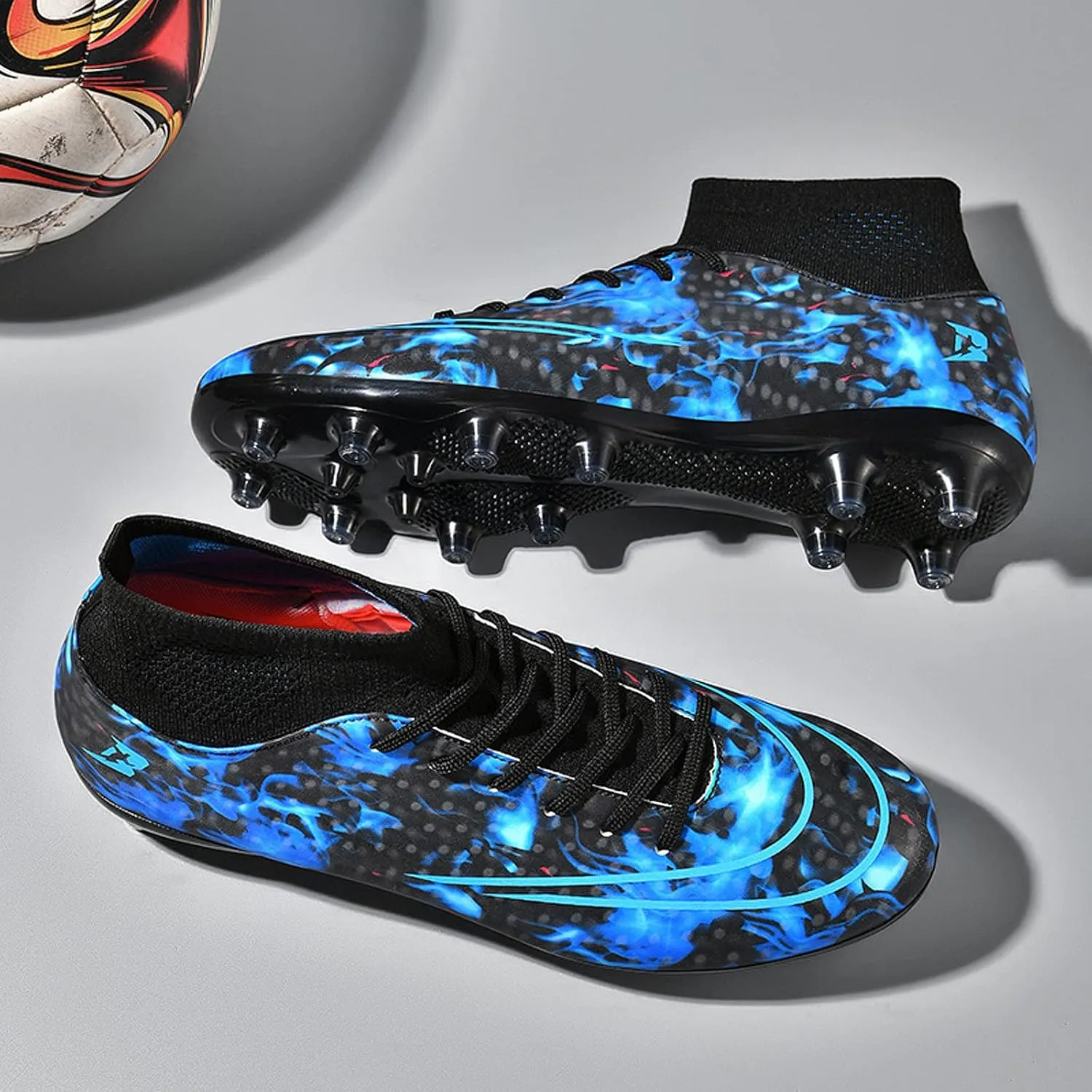 FLIOZY Mens Football Shoes High-top Cleats Soccer Boots Youth Sports Football Shoes Competition Training Football Boots Sneaker