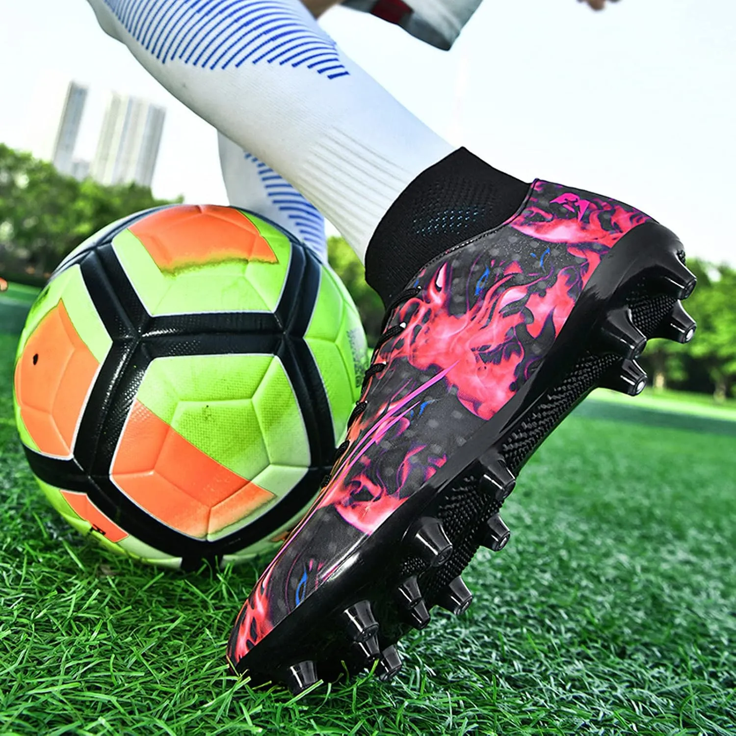 FLIOZY Mens Football Shoes High-top Cleats Soccer Boots Youth Sports Football Shoes Competition Training Football Boots Sneaker
