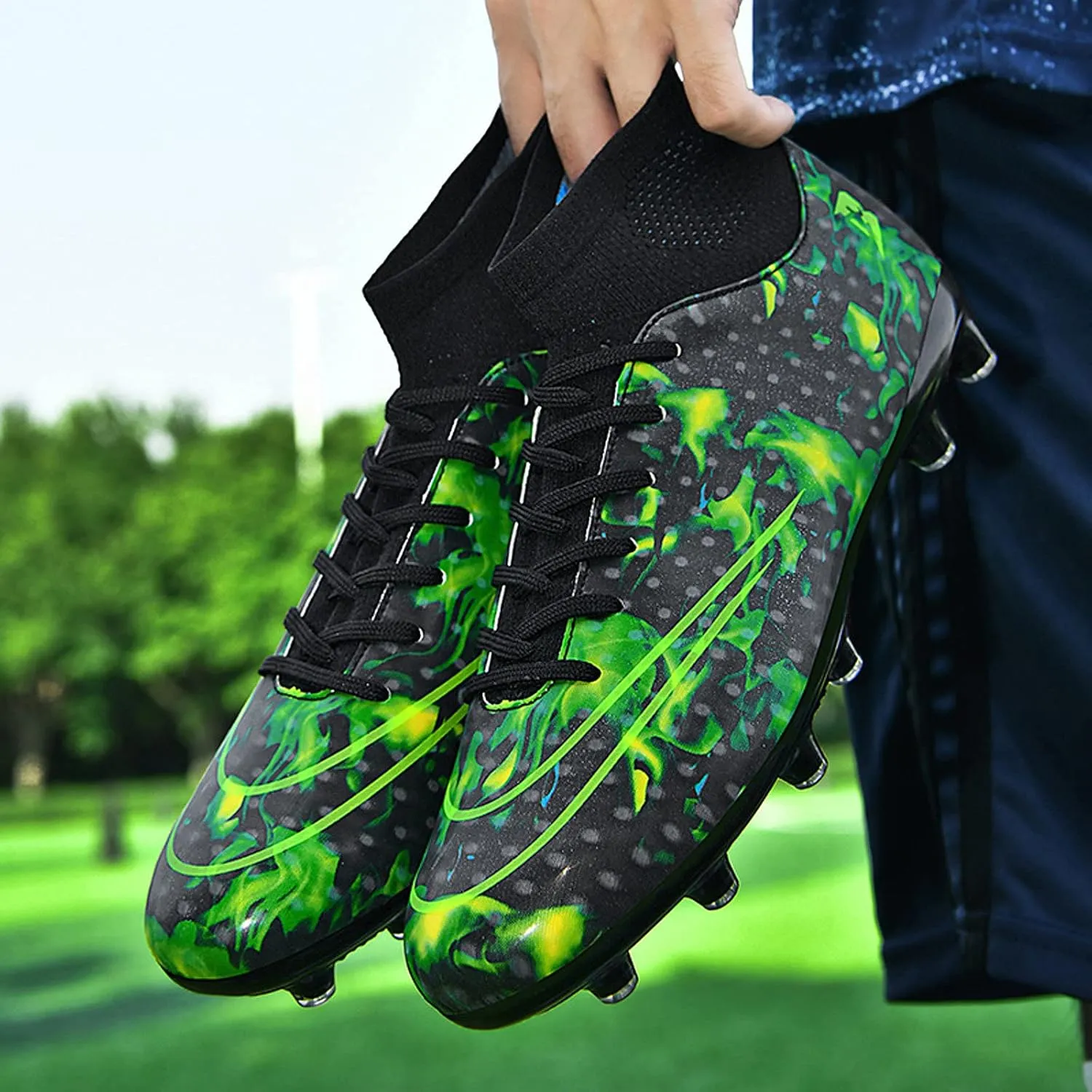 FLIOZY Mens Football Shoes High-top Cleats Soccer Boots Youth Sports Football Shoes Competition Training Football Boots Sneaker
