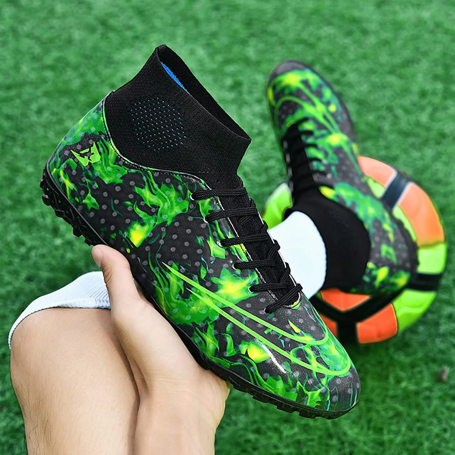 FLIOZY Mens Football Shoes High-top Cleats Soccer Boots Youth Sports Football Shoes Competition Training Football Boots Sneaker