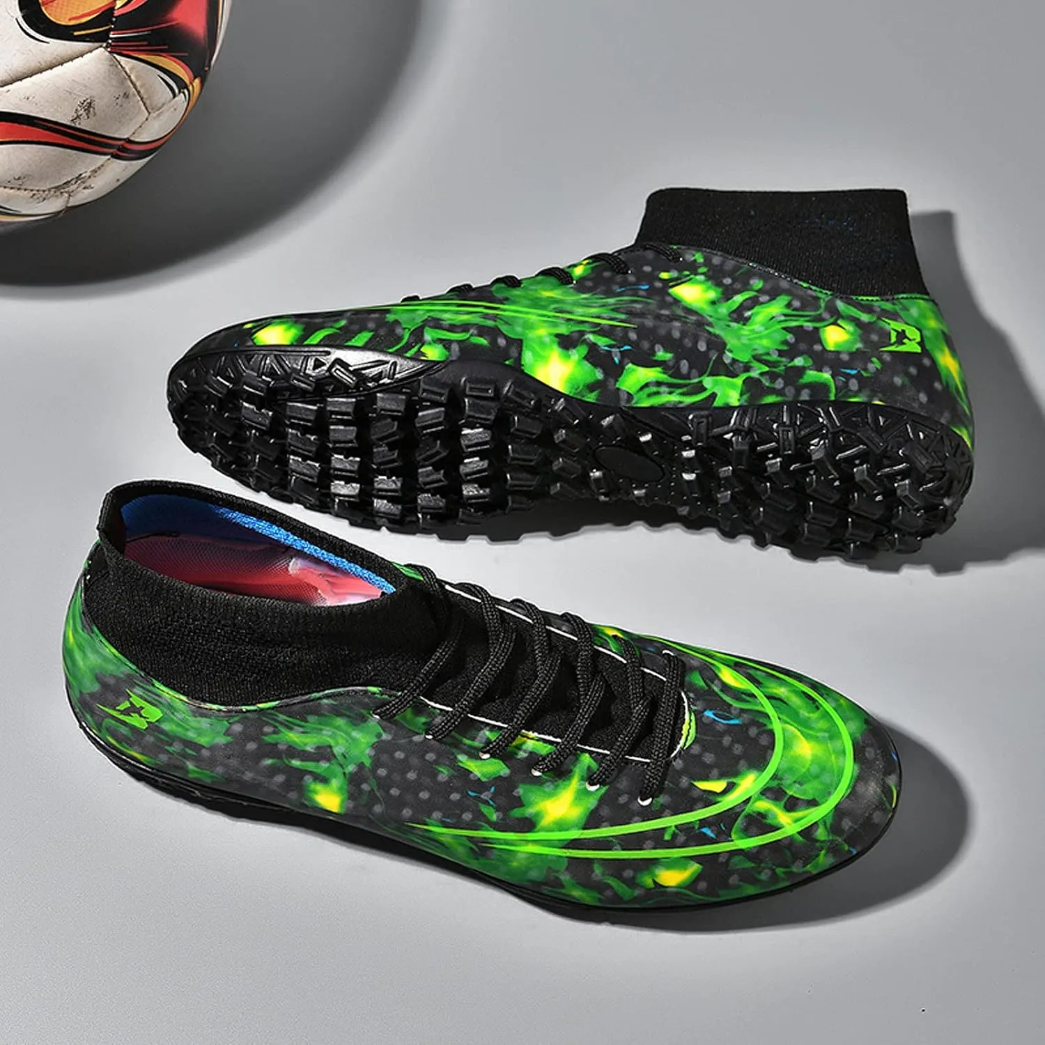FLIOZY Mens Football Shoes High-top Cleats Soccer Boots Youth Sports Football Shoes Competition Training Football Boots Sneaker