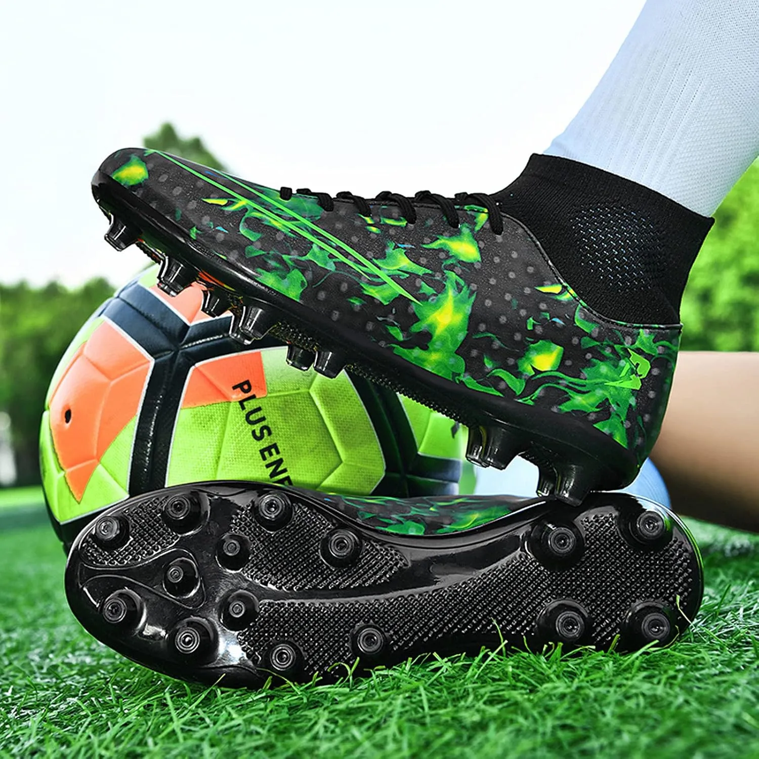 FLIOZY Mens Football Shoes High-top Cleats Soccer Boots Youth Sports Football Shoes Competition Training Football Boots Sneaker