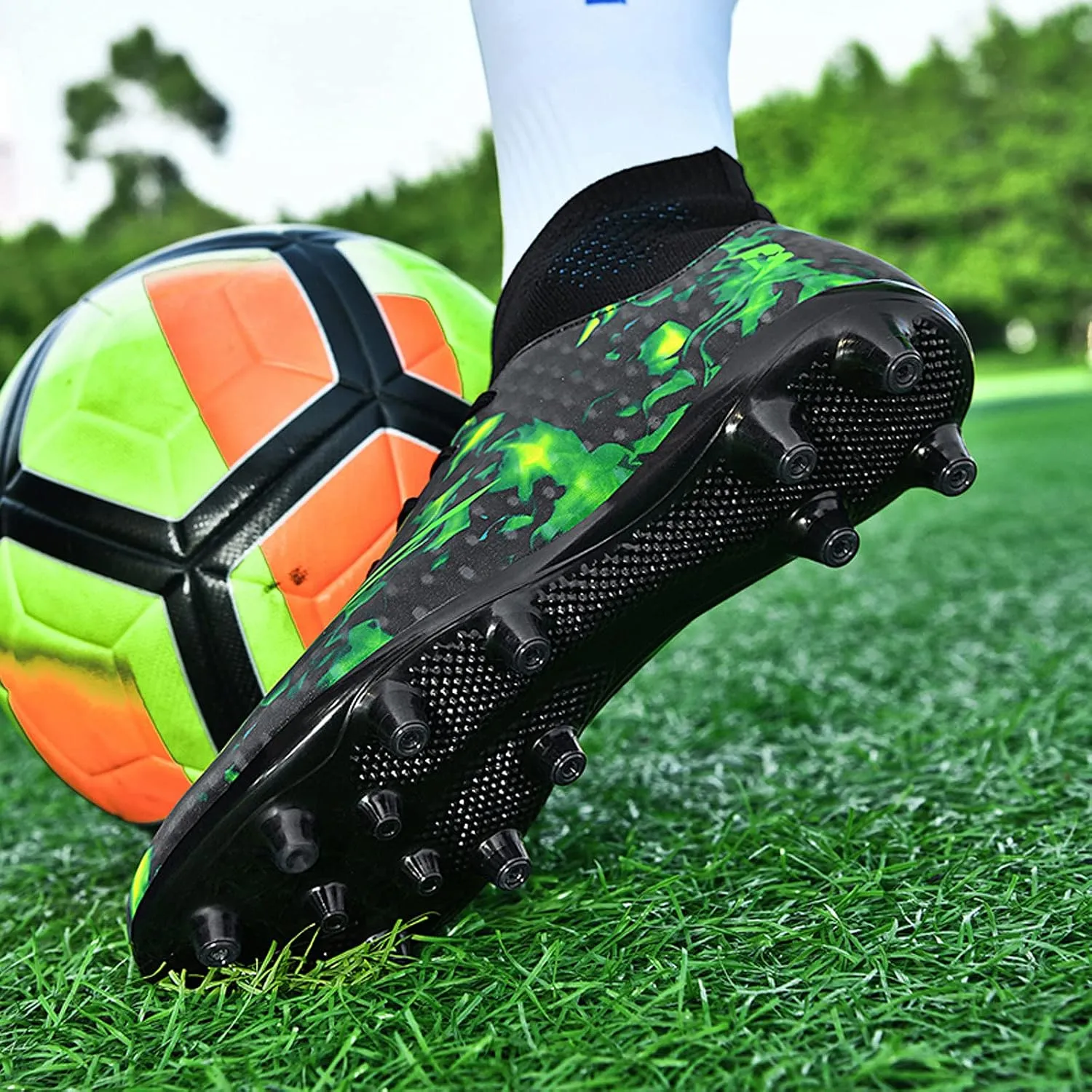 FLIOZY Mens Football Shoes High-top Cleats Soccer Boots Youth Sports Football Shoes Competition Training Football Boots Sneaker