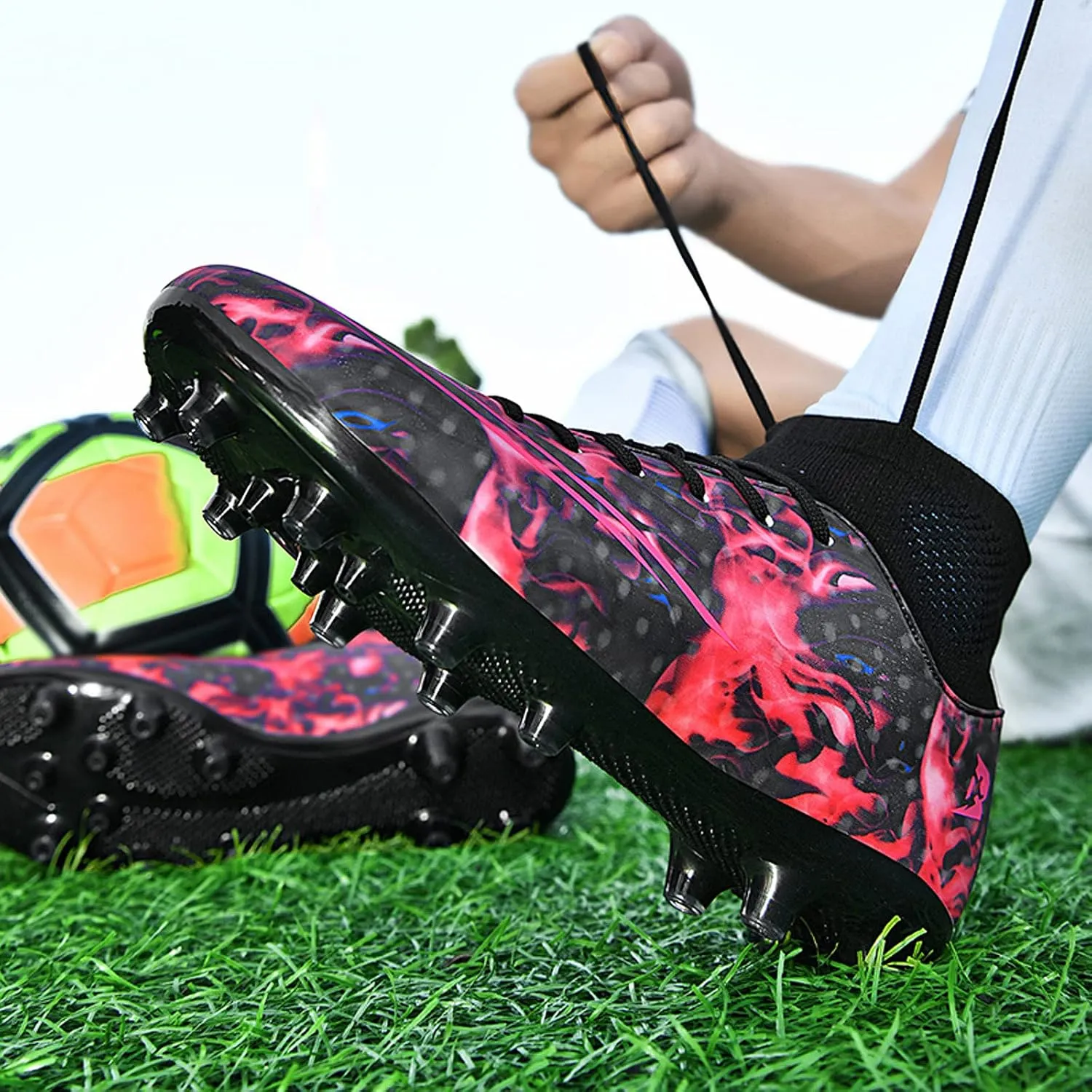 FLIOZY Mens Football Shoes High-top Cleats Soccer Boots Youth Sports Football Shoes Competition Training Football Boots Sneaker