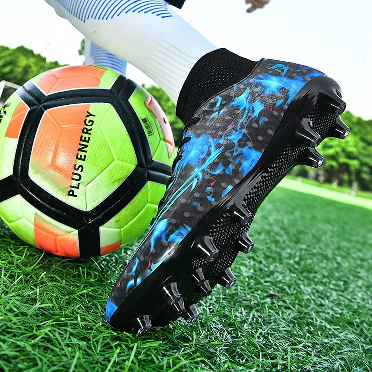 FLIOZY Mens Football Shoes High-top Cleats Soccer Boots Youth Sports Football Shoes Competition Training Football Boots Sneaker