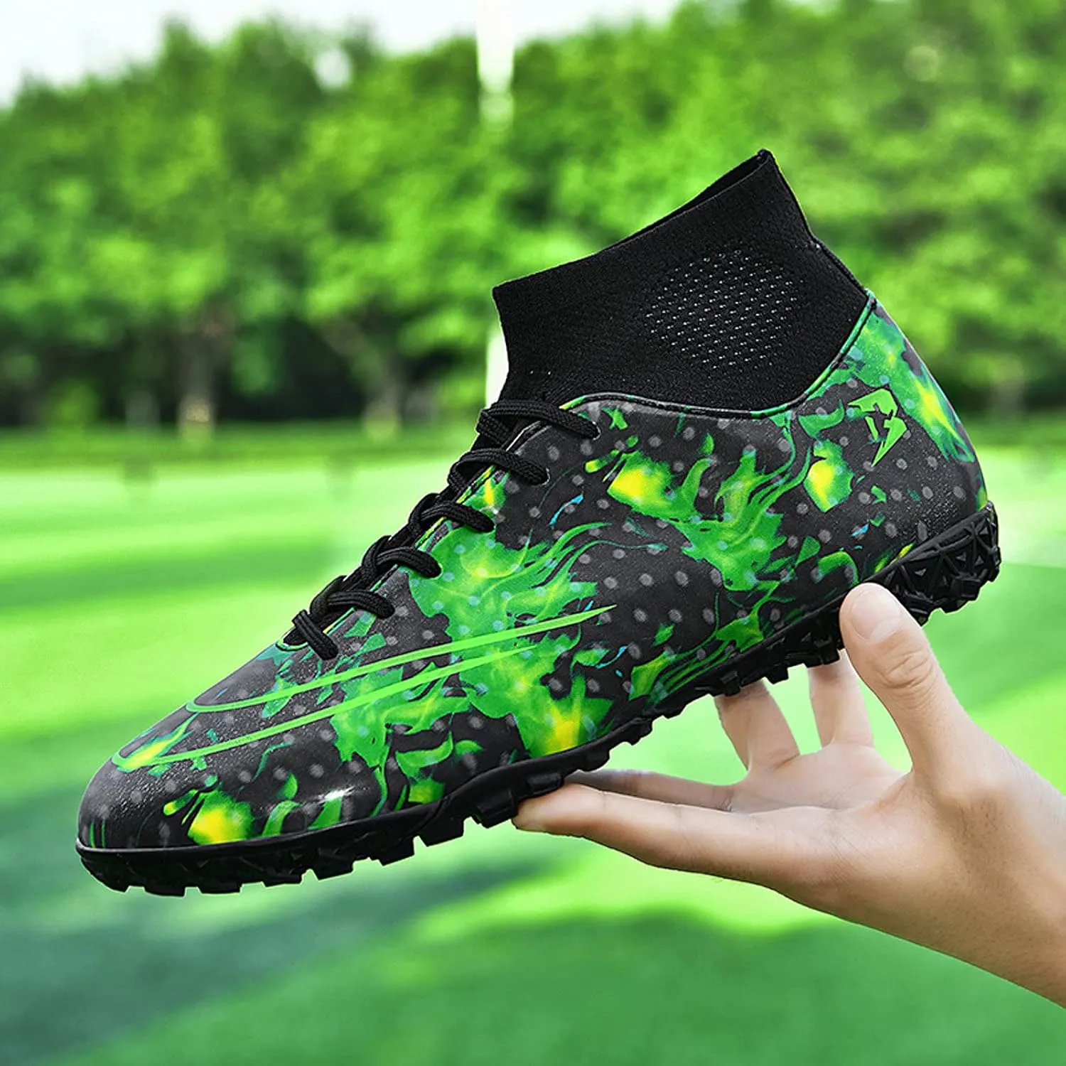 FLIOZY Mens Football Shoes High-top Cleats Soccer Boots Youth Sports Football Shoes Competition Training Football Boots Sneaker