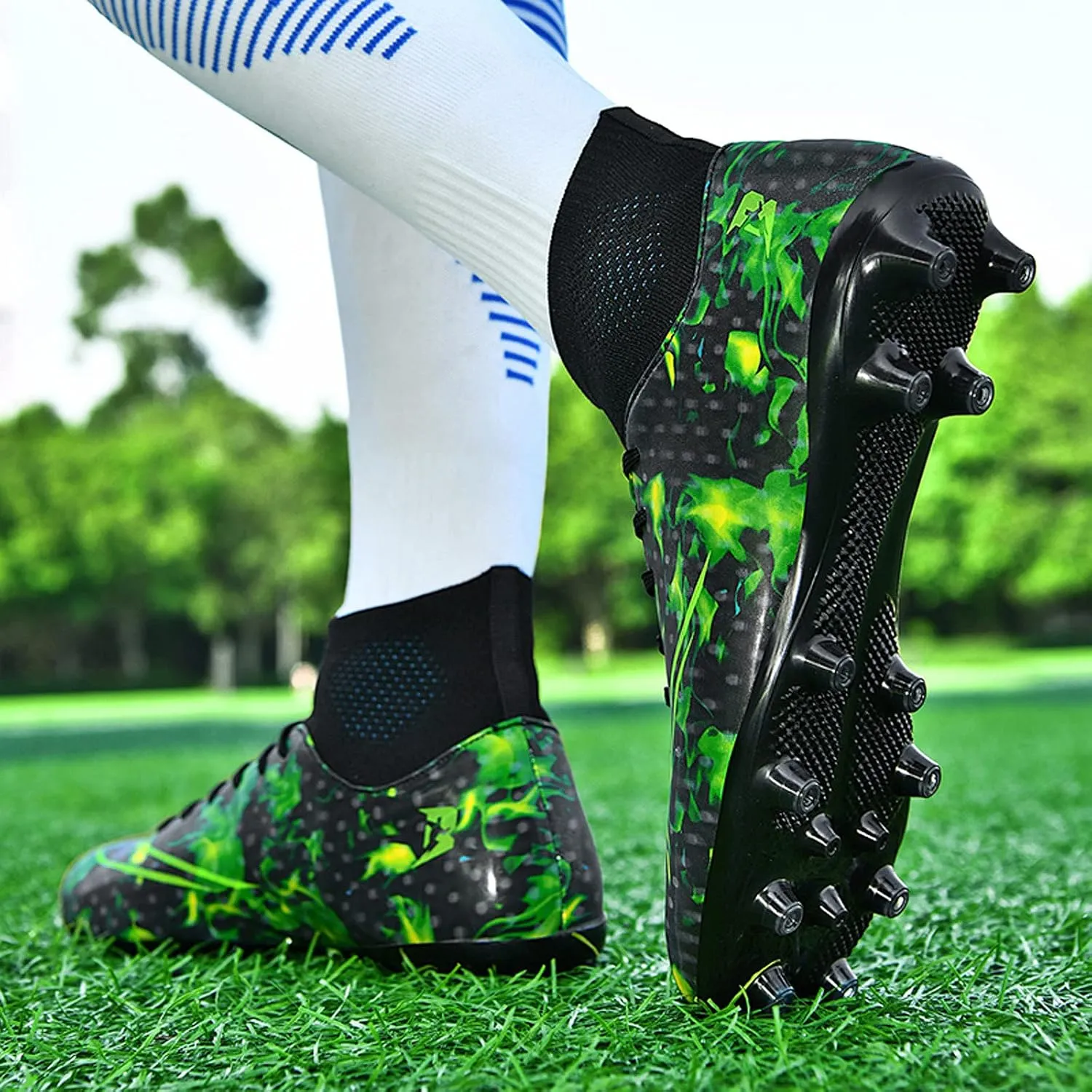 FLIOZY Mens Football Shoes High-top Cleats Soccer Boots Youth Sports Football Shoes Competition Training Football Boots Sneaker