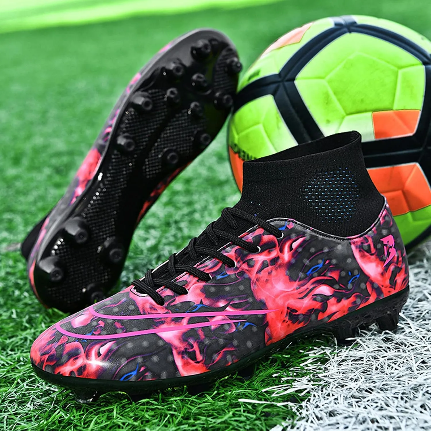 FLIOZY Mens Football Shoes High-top Cleats Soccer Boots Youth Sports Football Shoes Competition Training Football Boots Sneaker