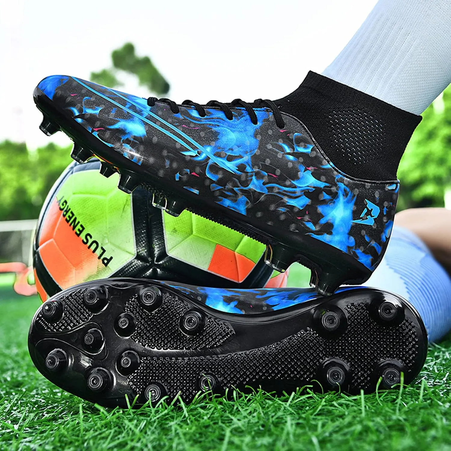FLIOZY Mens Football Shoes High-top Cleats Soccer Boots Youth Sports Football Shoes Competition Training Football Boots Sneaker