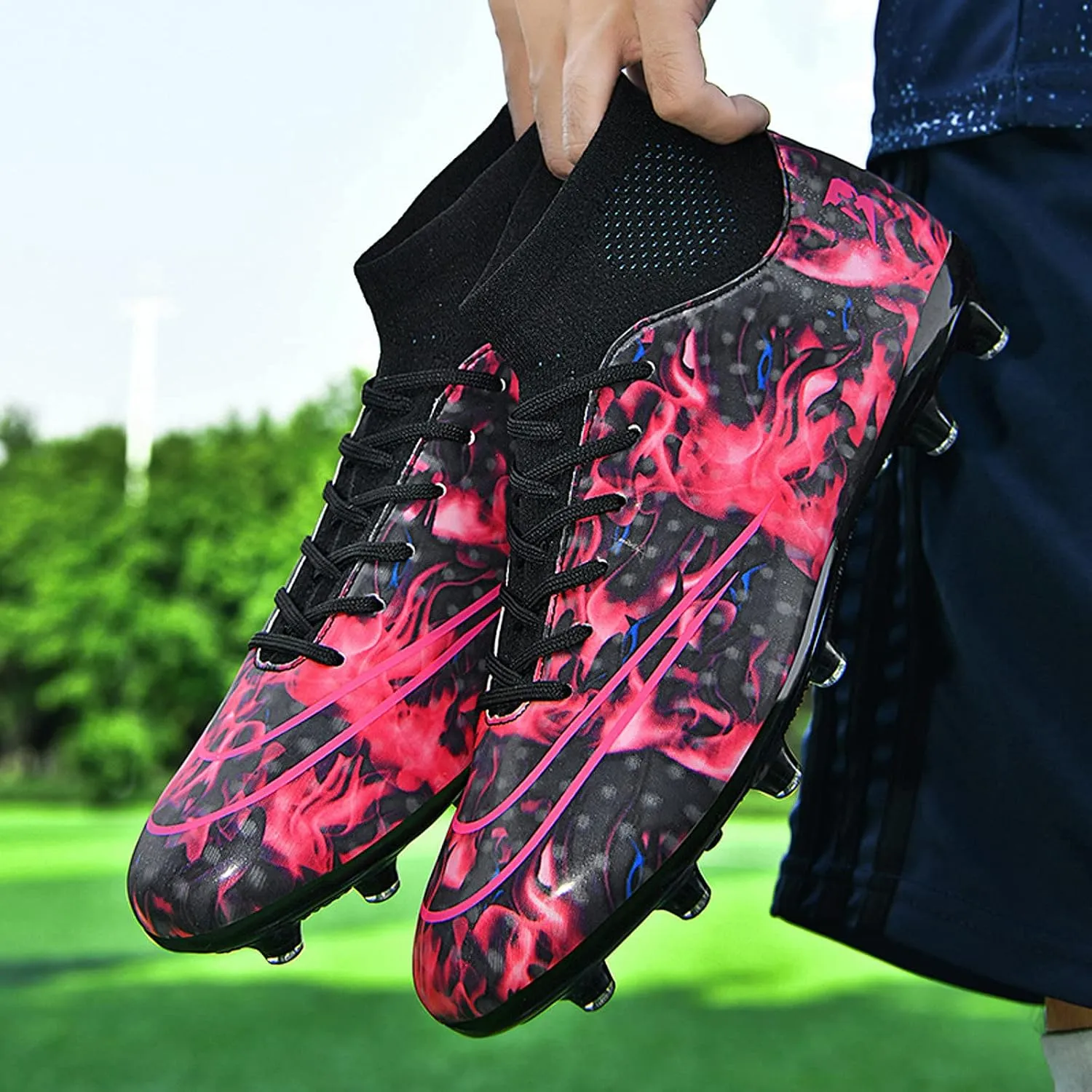 FLIOZY Mens Football Shoes High-top Cleats Soccer Boots Youth Sports Football Shoes Competition Training Football Boots Sneaker