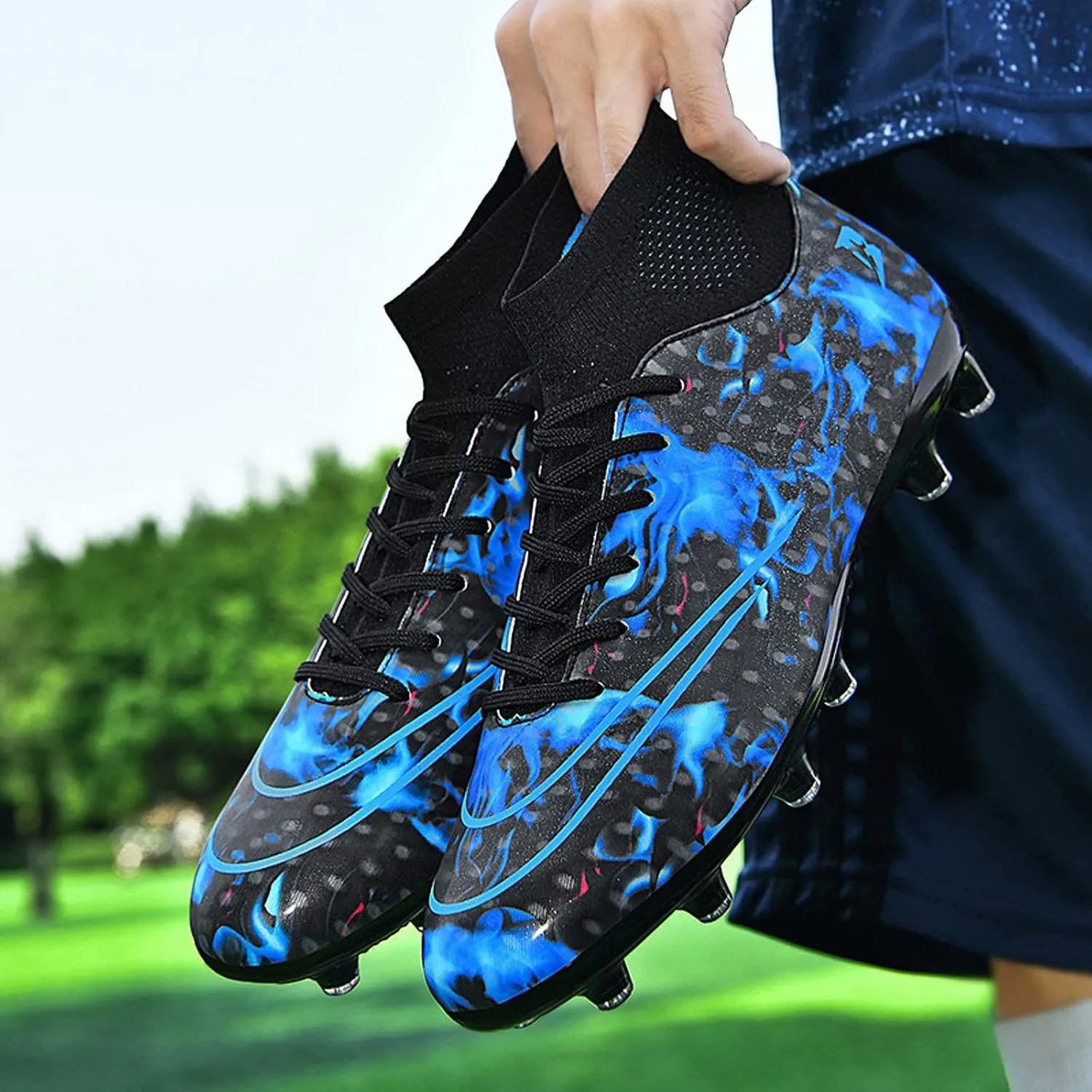 FLIOZY Mens Football Shoes High-top Cleats Soccer Boots Youth Sports Football Shoes Competition Training Football Boots Sneaker