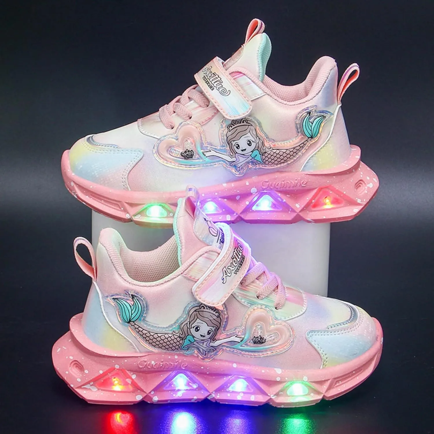 Girls?? Princess Shoes Slip On Light-Up Sneakers Mermai?? Shoes Breathable Mesh Sneakers Lightweight Running Shoes
