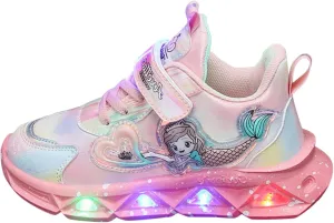 Girls?? Princess Shoes Slip On Light-Up Sneakers Mermai?? Shoes Breathable Mesh Sneakers Lightweight Running Shoes