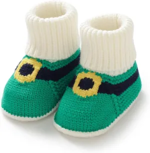 Hadetoto Baby Christmas Booties Newborn Girl Boy Cozy Sock Shoes Infant Toddler Warm Knit Booties