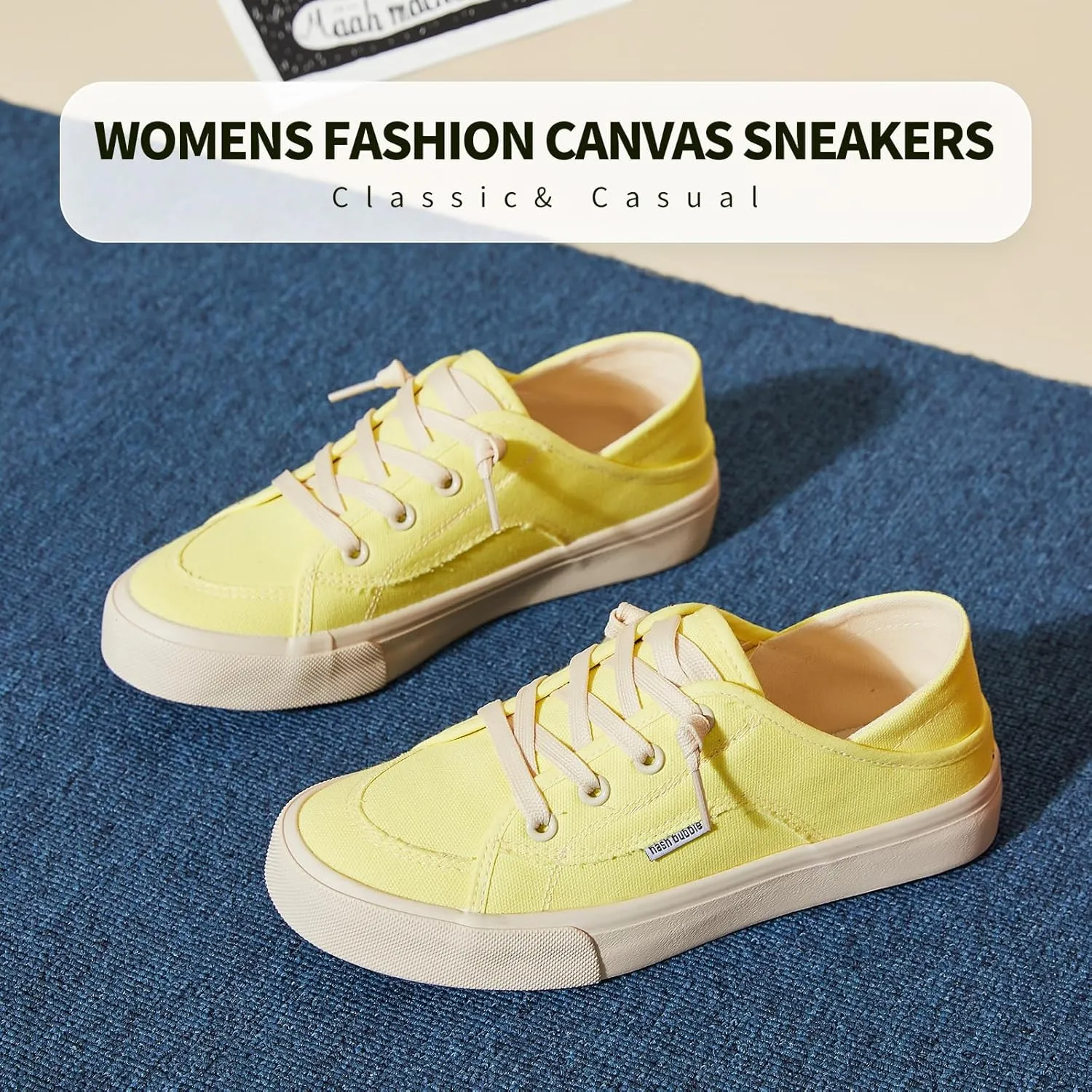 hash bubbie Women's Slip on Shoes Canvas Shoes Non Slip Fashion Sneakers for Women Low Top Loafers