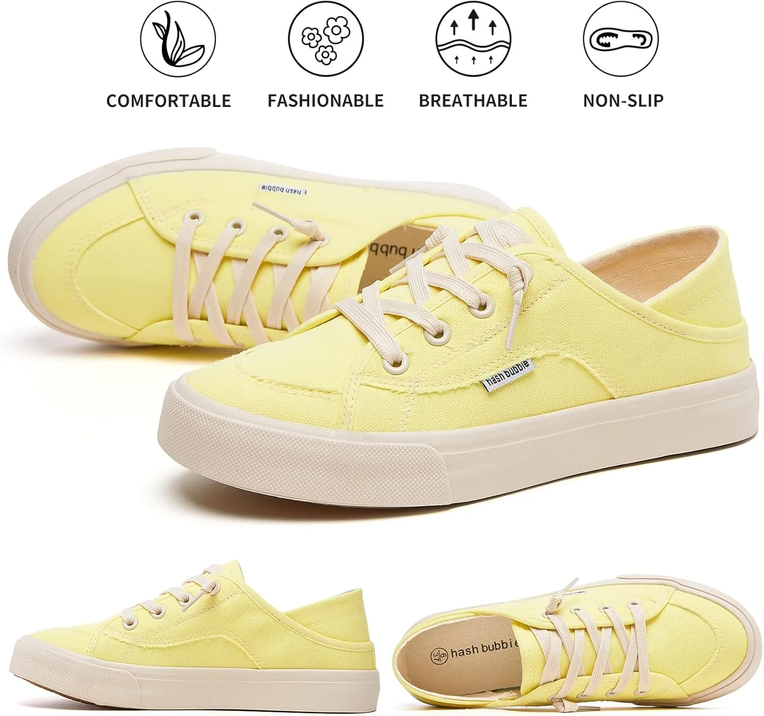 hash bubbie Women's Slip on Shoes Canvas Shoes Non Slip Fashion Sneakers for Women Low Top Loafers