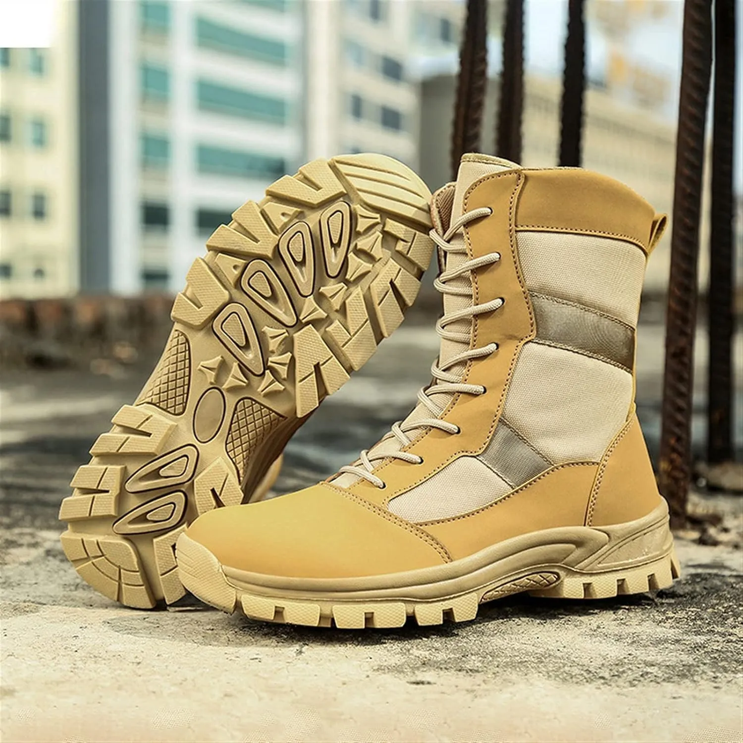 High Rise Hiking Boots, Outdoor Hiking Boots Men,Lace- up Motorcycle Biker Boots, Army Combat Tactical Patrol Shoes, Waterproof Non- Slip Casual Jungle Safety Footwear, for Birthday,Father' s Day and