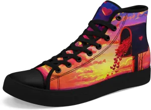 High-Top Sneakers for Men & Women ?C Romantic Design Canvas Shoes Stylish Casual Streetwear Walking Shoes, Trendy Lover Gift