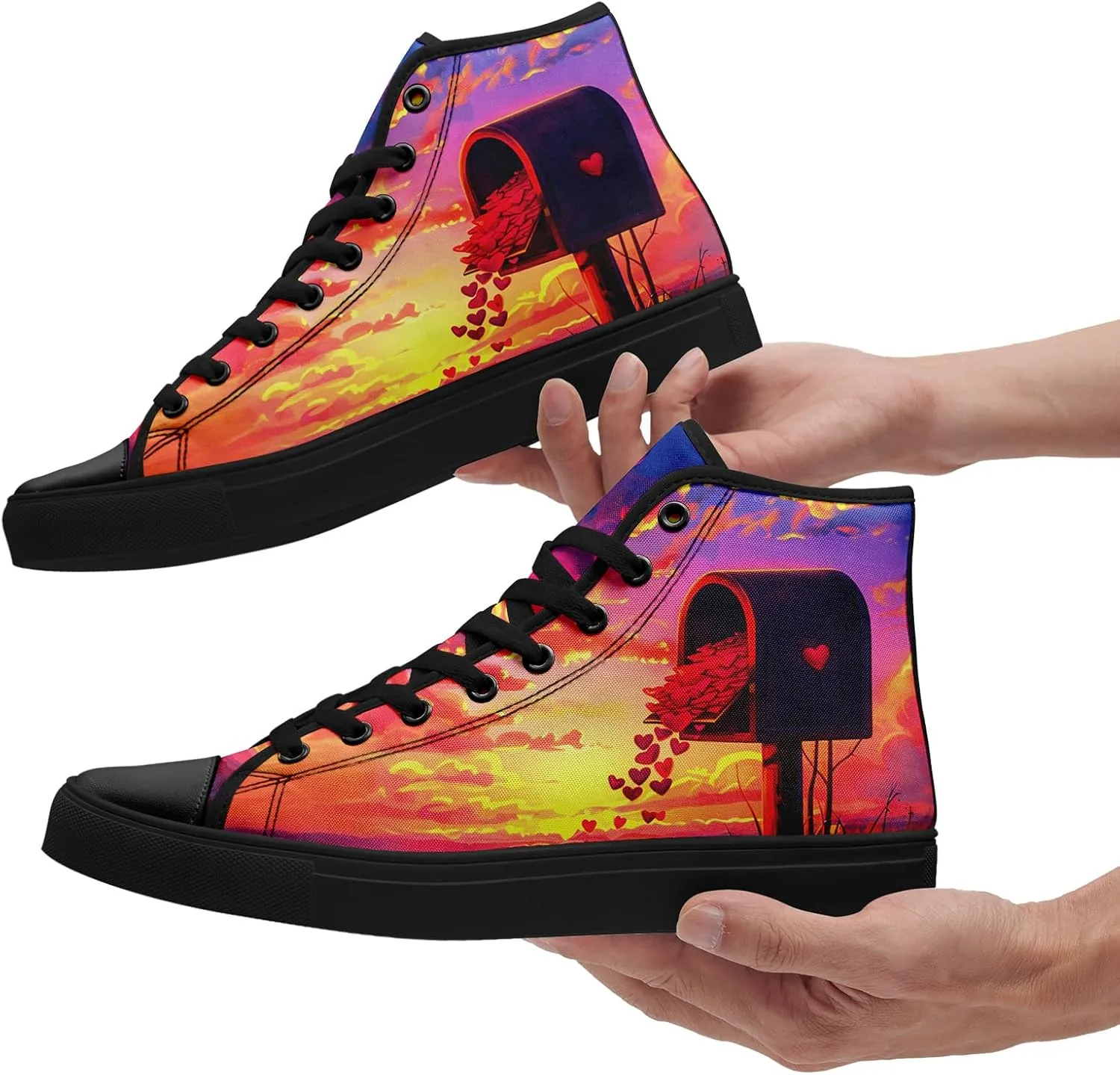 High-Top Sneakers for Men & Women ?C Romantic Design Canvas Shoes Stylish Casual Streetwear Walking Shoes, Trendy Lover Gift