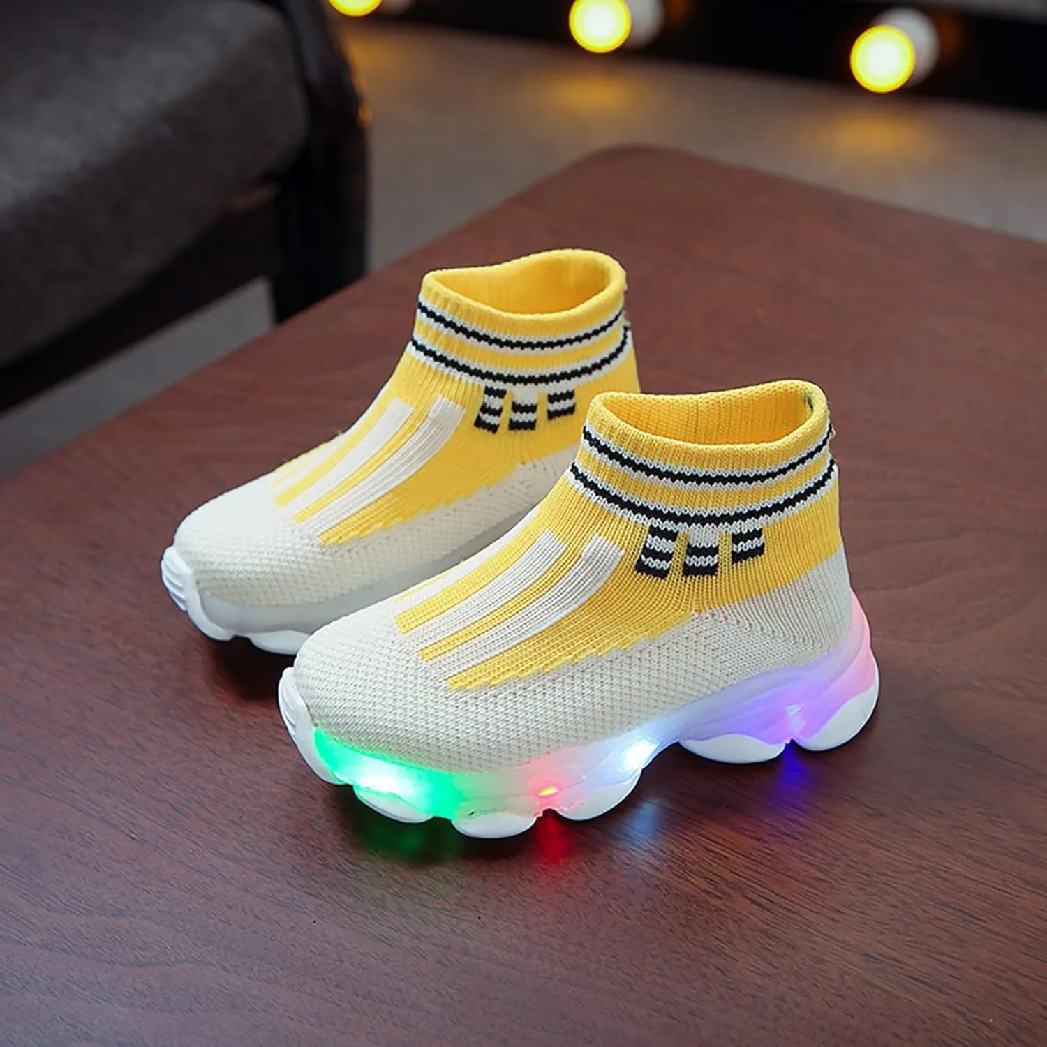 IWIHMIV Boys Girls High Top Running Tennis Shoes Lightweight Breathable Non-Slip Sport Athletic Luminous Shoes