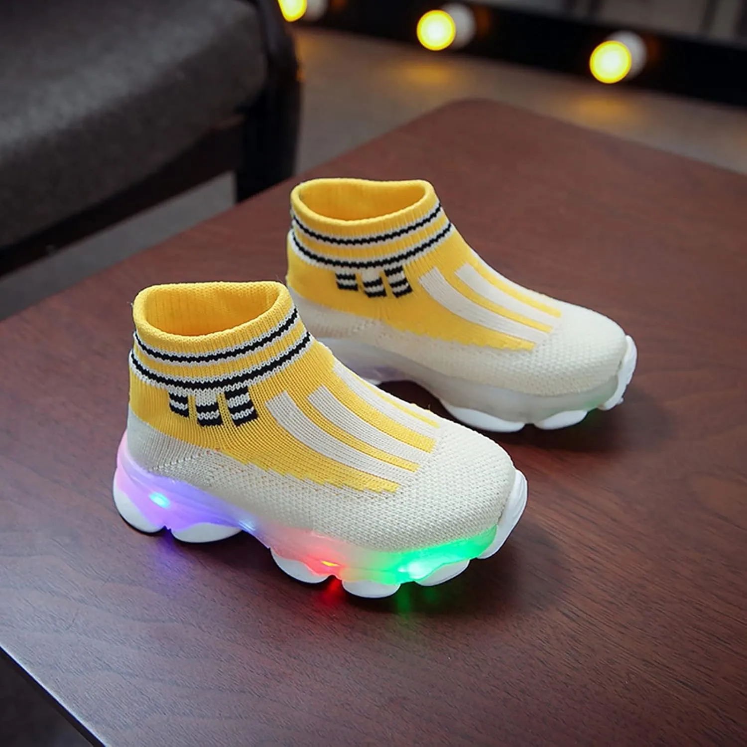 IWIHMIV Boys Girls High Top Running Tennis Shoes Lightweight Breathable Non-Slip Sport Athletic Luminous Shoes